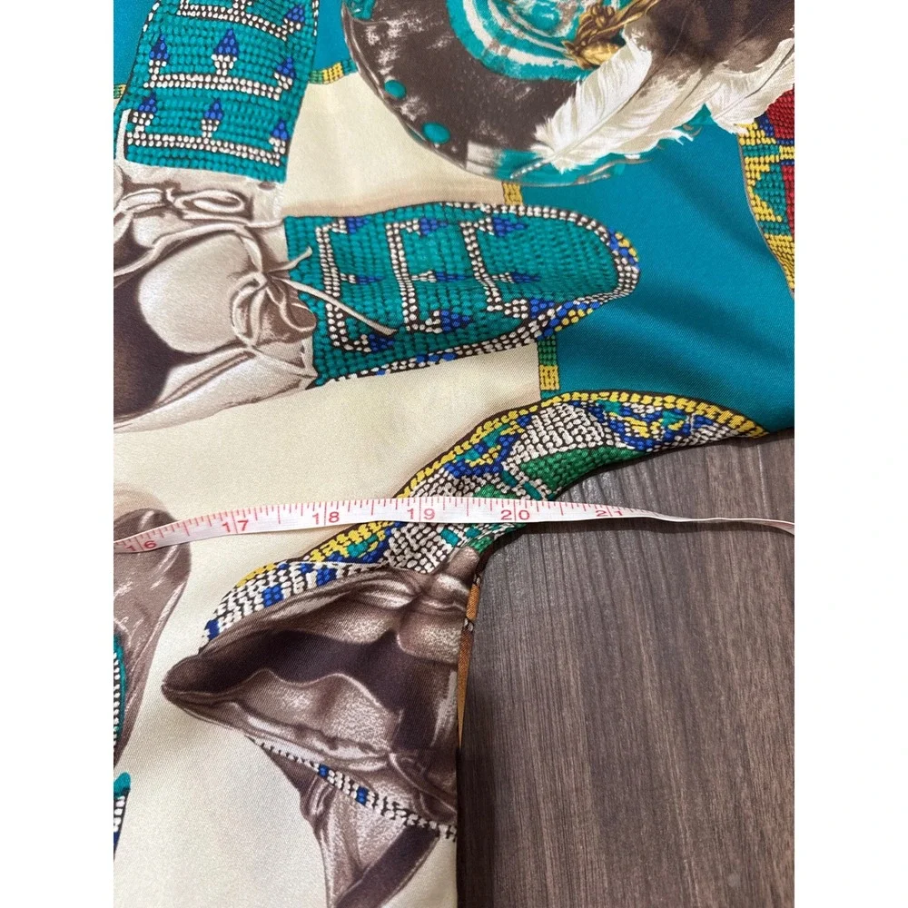 Ralph Lauren Silk Scarf Blouse Top XS Beige Moccasins Native American Luxury - Picture 4 of 11